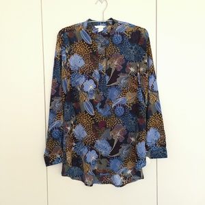 H&M Blue Floral Print Blouse